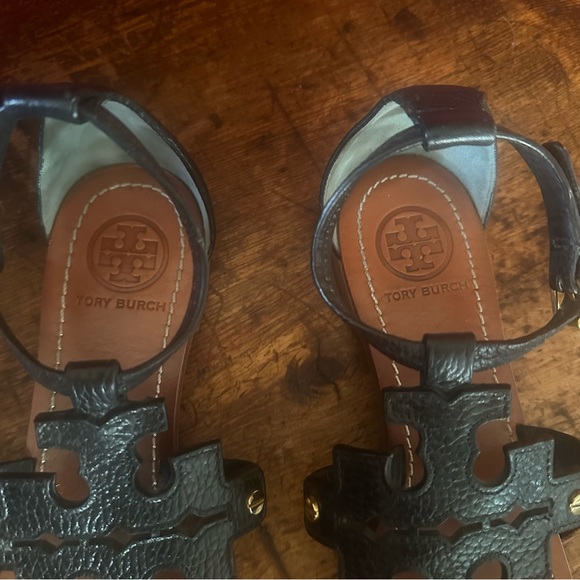 Tory Burch Phoebe Logo Thong Sandal Black 7.5 - Picture 3 of 10